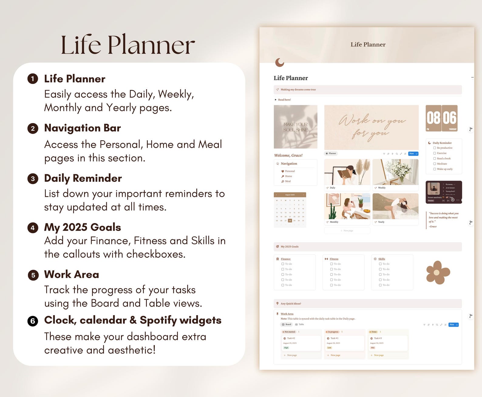 Notion Template All in One Life Planner Aesthetic Notion Dashboard ...