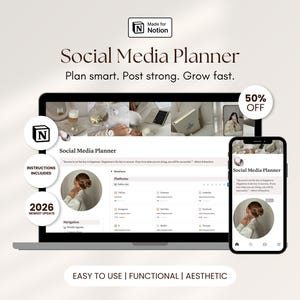 Aesthetic Notion Social Media Planner for Content Creators and Online Business Owners Content Marketing Calendar for Social Media Managers