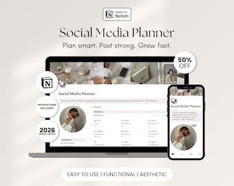 Planificador de redes sociales de Aesthetic Notion para creadores de contenido y propietarios de negocios en línea Calendario de marketing de contenido para administradores de redes sociales