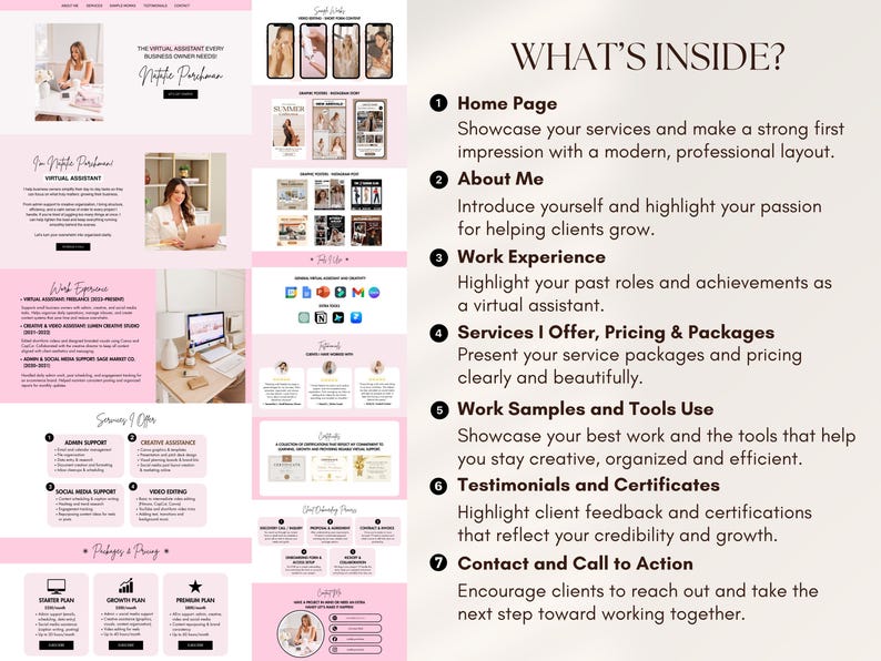 Pink Virtual Assistant Portfolio Canva Website Template Canva ...