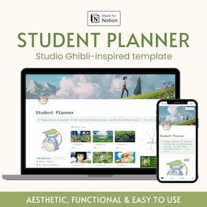 2025 Studio Ghibli Notion Template Student Planner Aesthetic Student Dashboard All In One College Planner Assignment School Planner Template