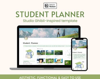 2025 Studio Ghibli Notion Template Student Planner Aesthetic Student Dashboard All In One College Planner Assignment School Planner Template