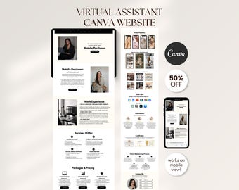 Minimal Virtual Assistant Portfolio Canva Website Template Canva Presentation Editable Portfolio Website Done For You VA Landing Page