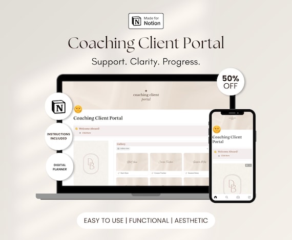 Notion Template Client Portal for Coaches and Freelancers Client Onboarding Dashboard Project Organizer Notion Design for Business