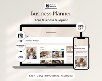 Aesthetic Business Planner Notion Template for Social Media Marketing All in One Work Planner Project Management System Freelancer Dashboard