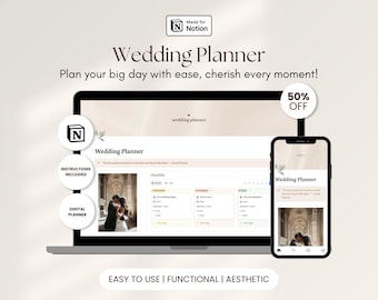 Ultimate Wedding Planner Notion Template Digital Wedding Organizer with Budget Tracker Guest List Seating Plan Checklist and Timeline