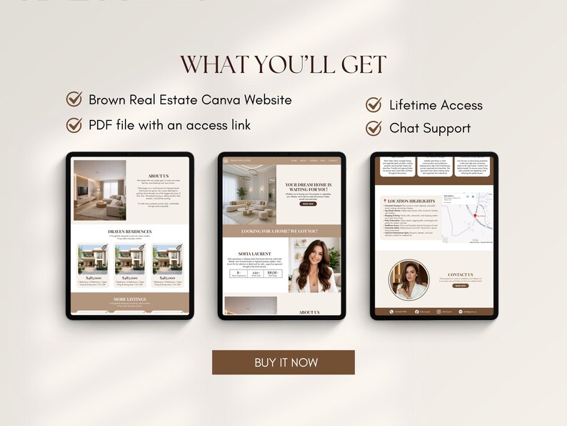 Brown Real Estate Canva Website Template Modern Agent Landing Page ...