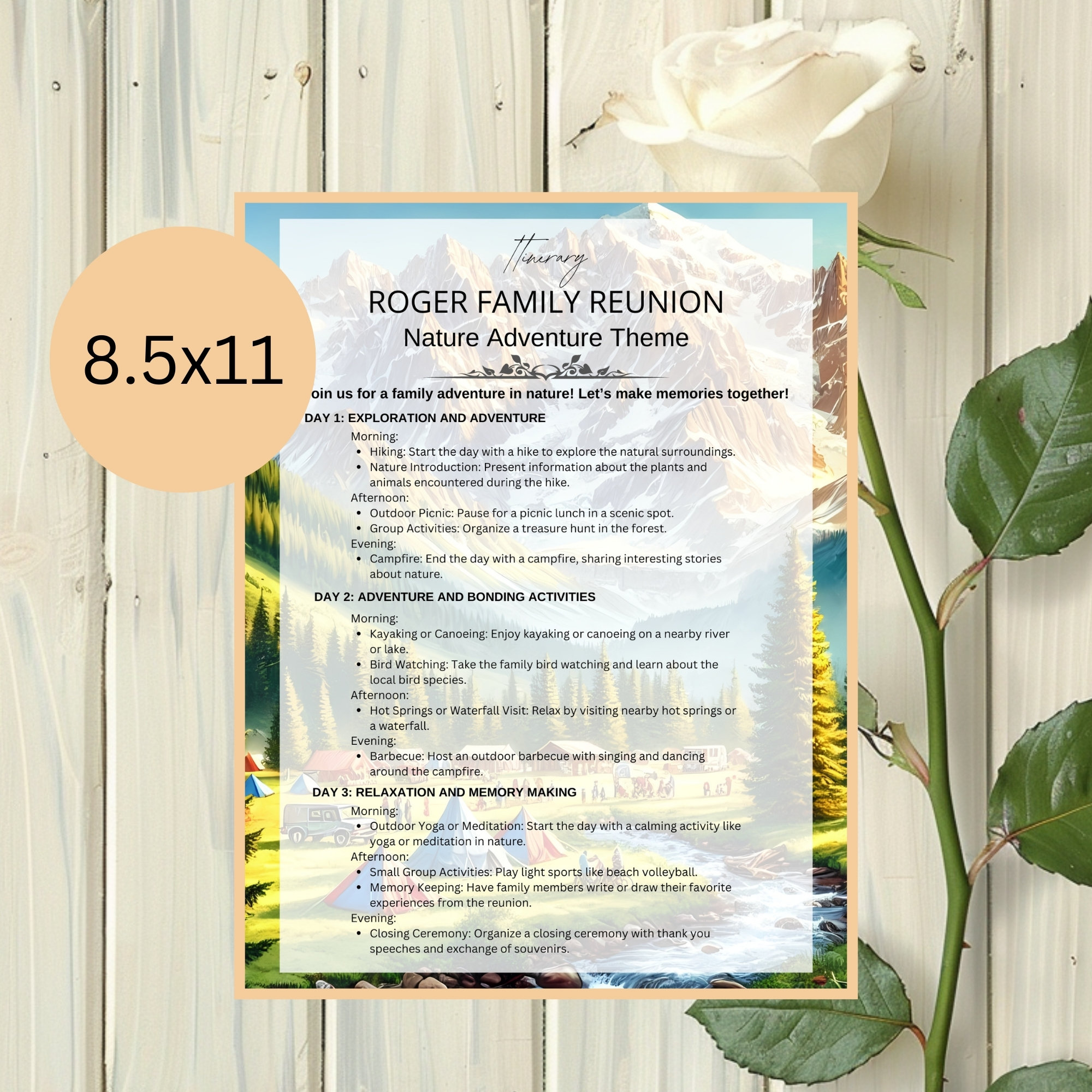 Family Reunion Itinerary Template Itinerary Template for Canva Family Reunion Itinerary Template Itinerary Template for Canva