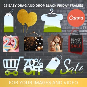 Black Friday Canva Frame, Fill Your Own, Social Media Marketing Template, Easy Drag and Drop, Black Friday Frame Clipart