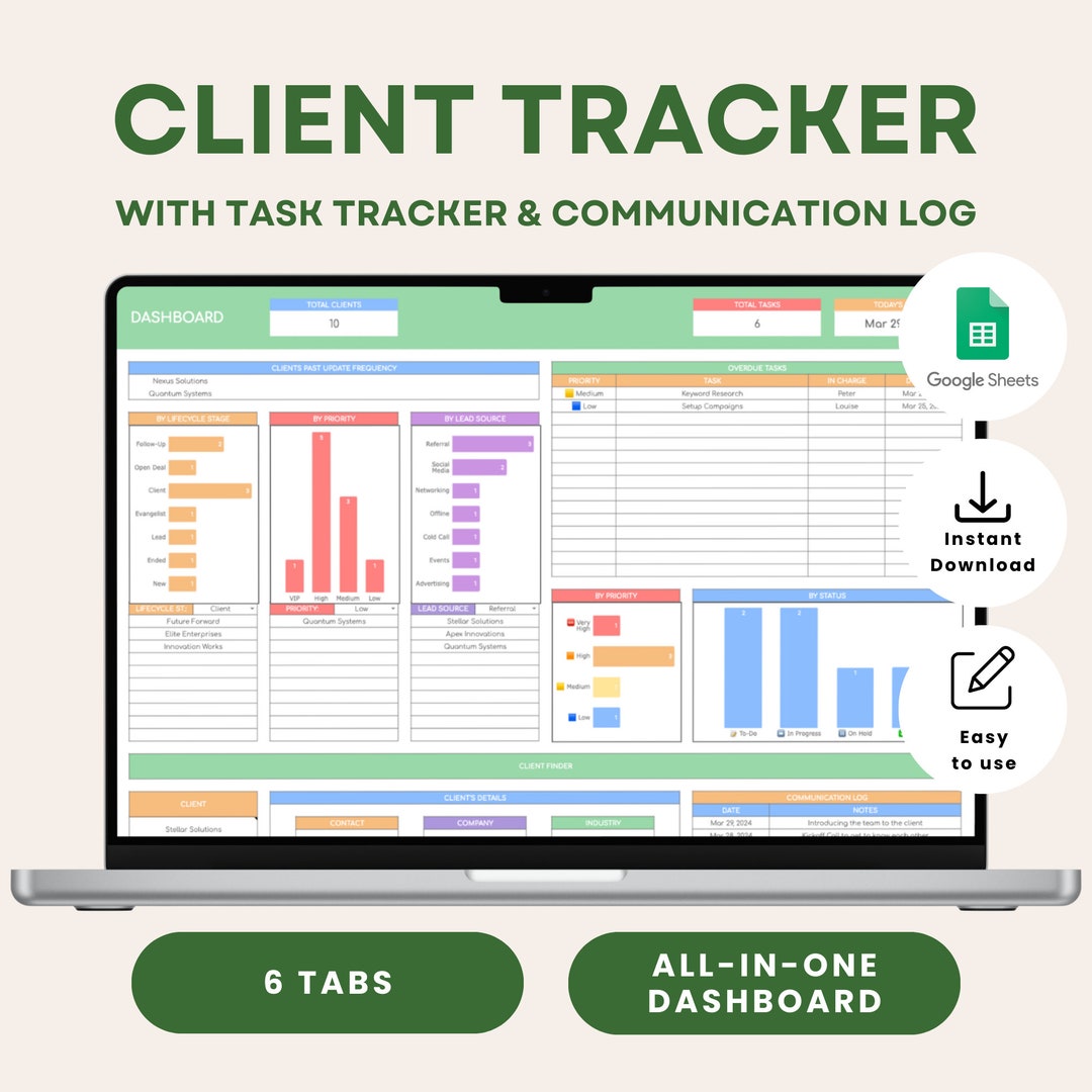 Small Business Client Tracker - CRM Google Sheets Template (digital ...