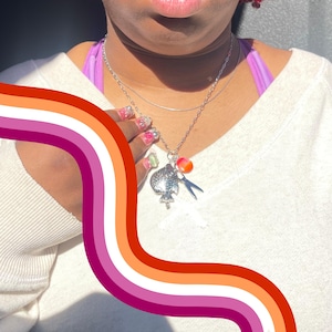Lesbian Pride Necklace – Scissors & Fish Charm Pendant, WLW Jewelry, Sapphic Aesthetic, Queer Gift, Gay Pride Accessory, LGBTQ+ Streetwear