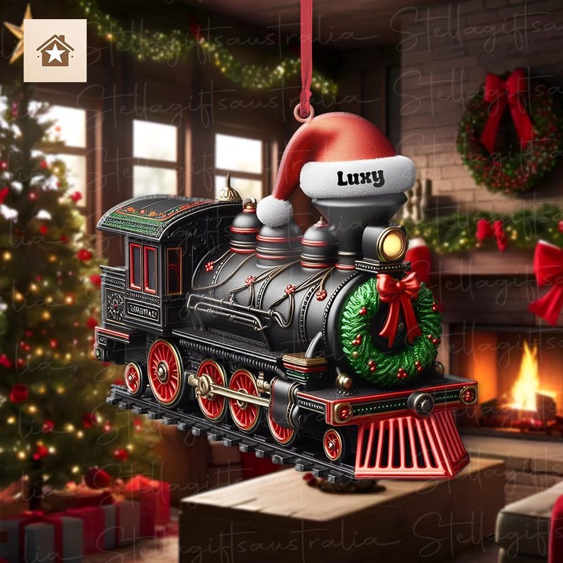Personalized Train Christmas Ornament, Custom Name Railroader Train