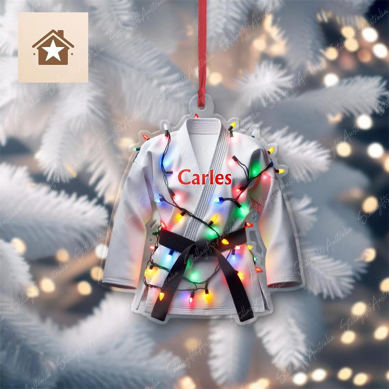 Personalized Karate Belt Color Christmas Ornament, Flat 2D Ornament