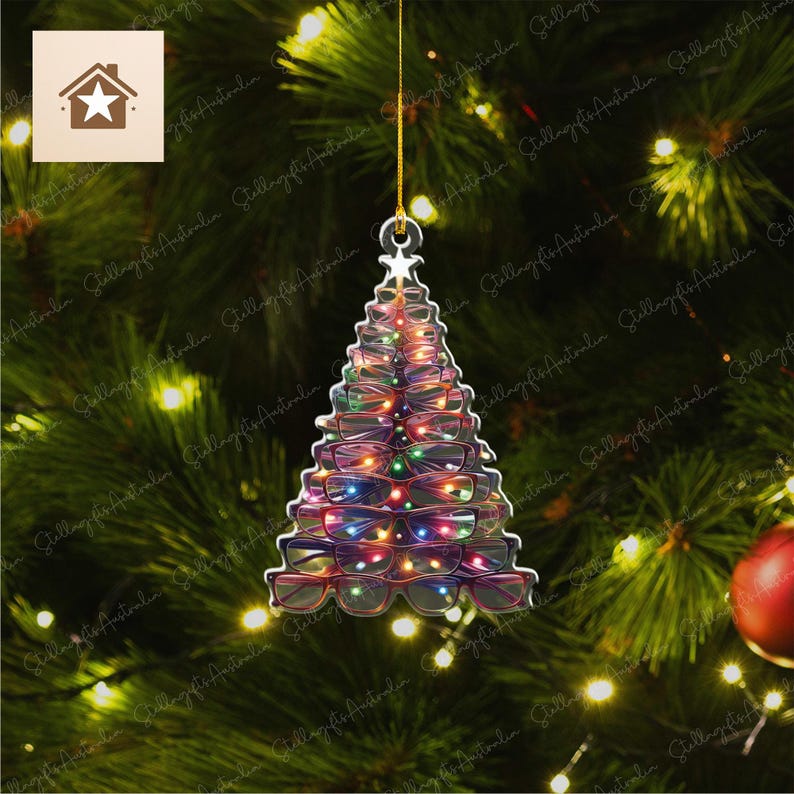 Eyeglasses Christmas Tree Christmas Ornament, Flat 2D Doctor Ornament