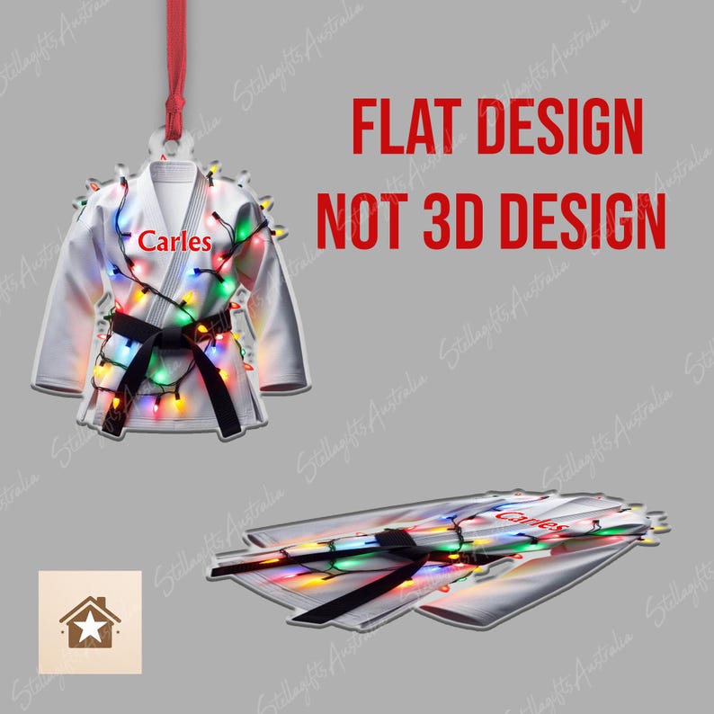 Personalized Karate Belt Color Christmas Ornament, Flat 2D Ornament