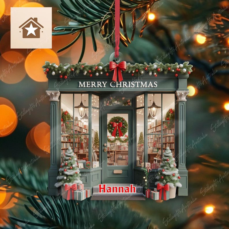 Customized Bookstore Ornament, Xmas Tree Decor, Christmas Gift
