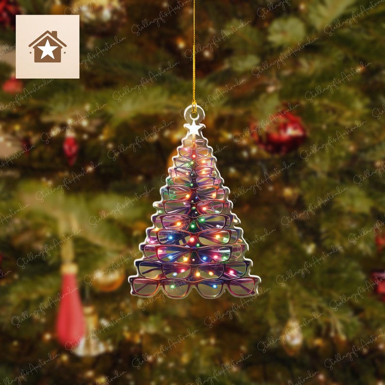 Eyeglasses Christmas Tree Christmas Ornament, Flat 2D Doctor Ornament