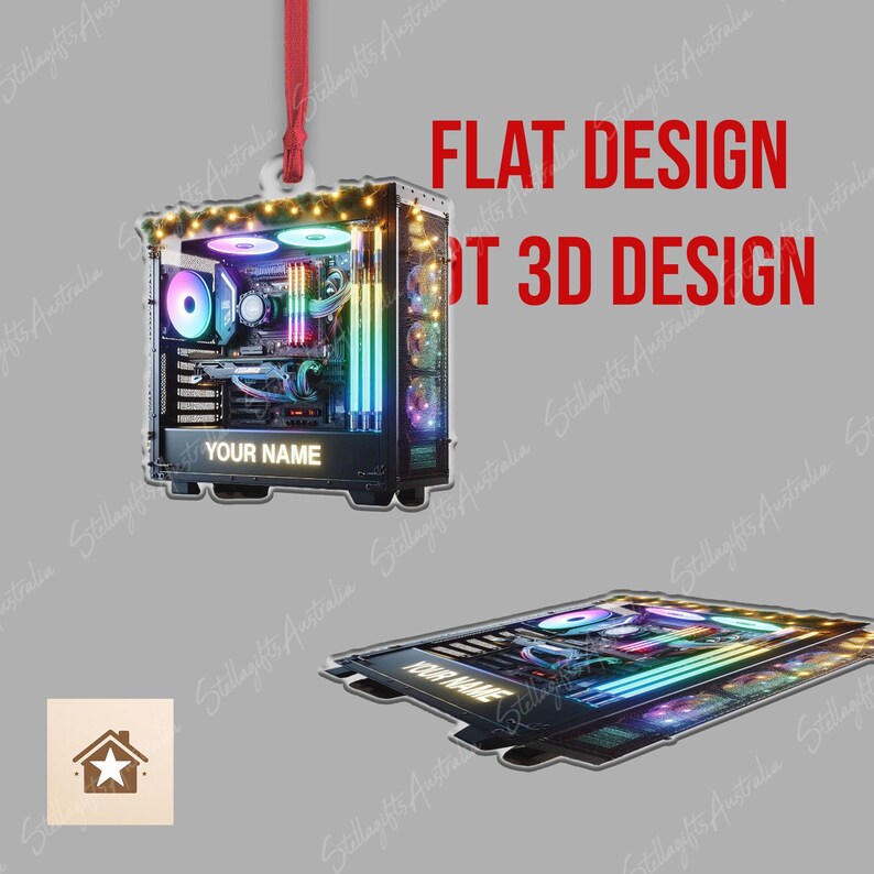 Personalized Highend Gaming Computer Ornament, FLAT 2D Ornament, Loved