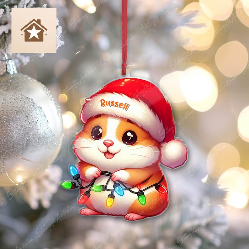 Cute Hamster Christmas Ornament, Unique Christmas Decor, Hamster Lover