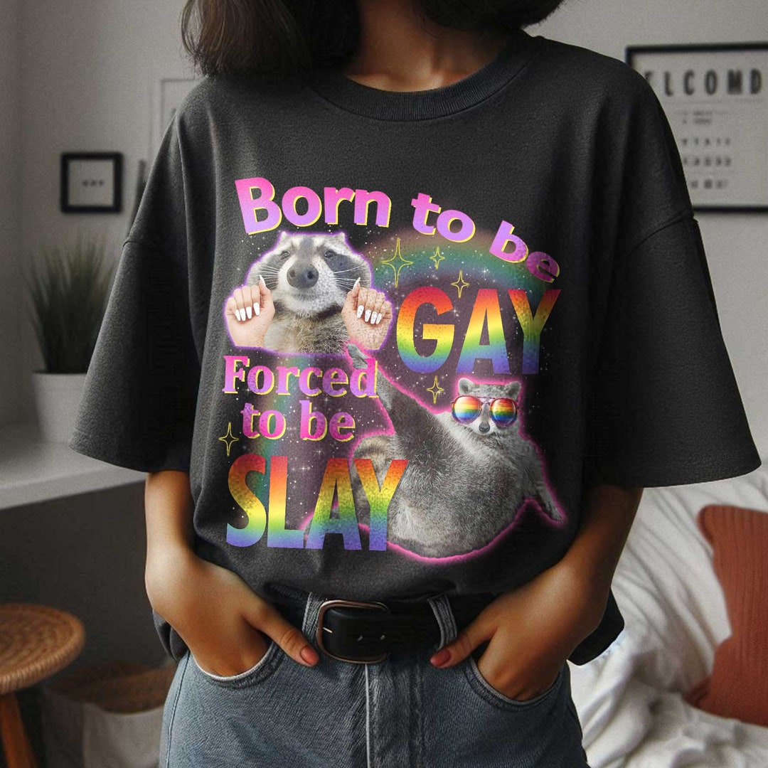 Funny Raccoon LGBT Shirt, 'born to Be Gay Forced to Be Slay' Pride ...