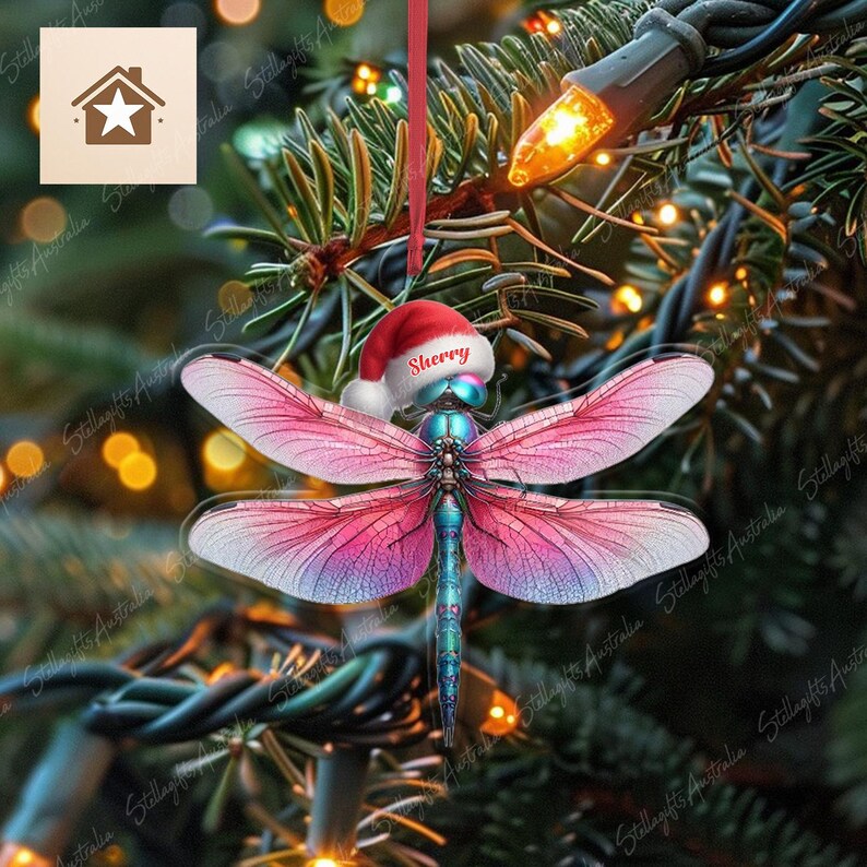 Personalized Dragonfly Christmas Ornament, Flat 2D Ornament, Dragonfly