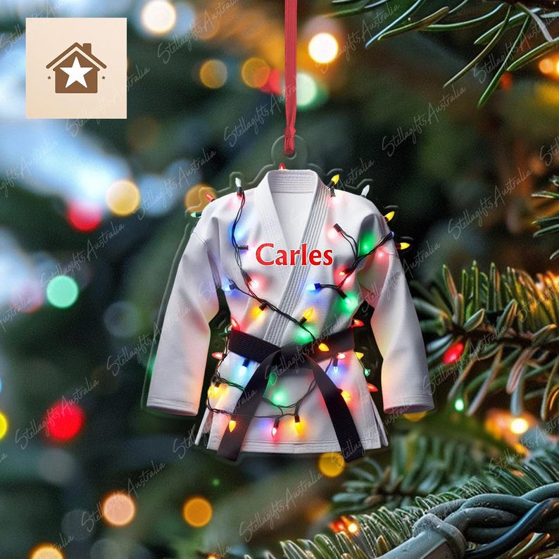 Personalized Karate Belt Color Christmas Ornament, Flat 2D Ornament
