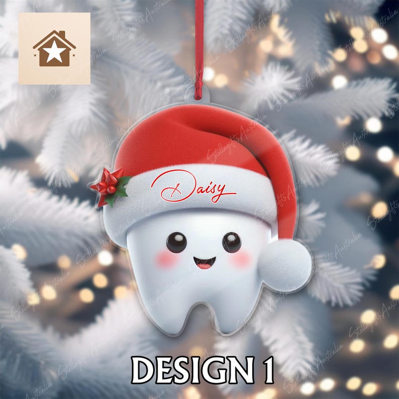 Personalized Christmas Tooth Ornament 2024 , Xmas Decoration, Dental