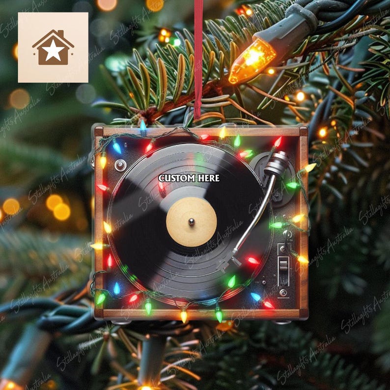 Personalized Vinyl Record Christmas Ornament, Flat 2D Ornament, Xmas