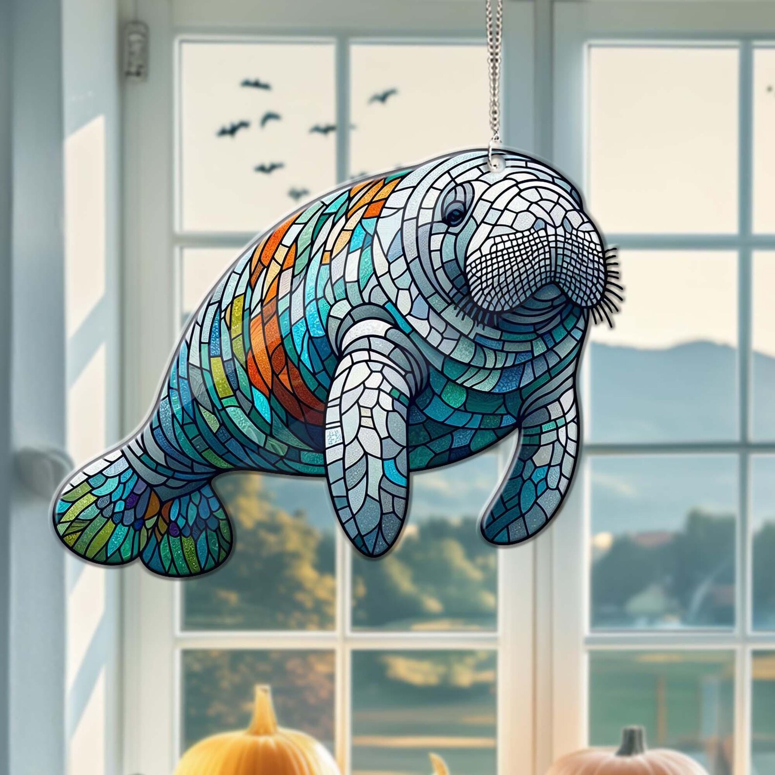 Manatee ACRYLIC Window Hanging, Beach House Decoration, Manatee Lovers ...