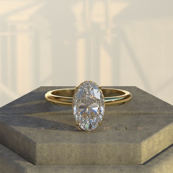 3 Ct IGI Certified E-VVS Oval Engagement Ring Oval Lab Grown Diamond Ring 14K or 18K Yellow Gold Ring - Platinum Wedding Ring - Bridal Ring
