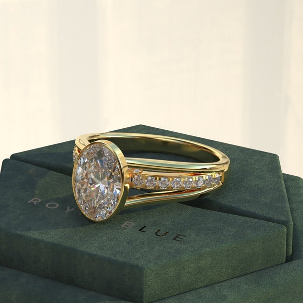 3 CT Oval Cut Diamond Ring Pave Setting Labgrown Diamond Engagement Ring Oval Cut Diamond Wedding Ring E VVS IGI Certified Lab Diamond Ring
