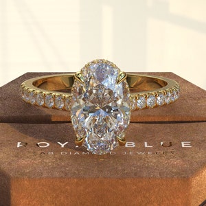 3 carat Oval cut lab grown Diamond Ring, 14K Solid Gold Wedding Ring, Engagement Ring, Promise Ring For Her, Bridal Jewelry, Proposal Ring