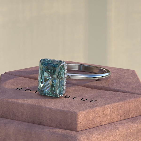2 Carat Fancy Green Radiant Cut Diamond Ring Radiant Cut Engagement Ring Single Diamond Wedding Ring Solitaire Ring Color Lab Diamond Ring