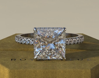 3 Carat Princess Cut Moissanite Ring - 14KT Gold Wedding, Promise, Anniversary