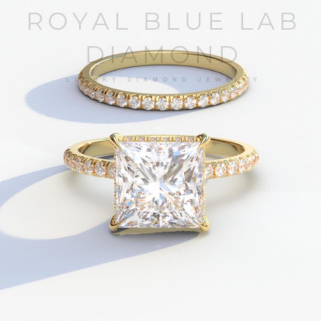 3 Carat Princess Cut Lab Grown Diamond Engagement Ring: 14k Gold ...