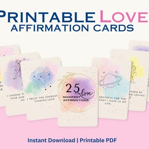 50 LOVE AFFIRMATION CARDS Expressions: Heartfelt Love Cards Daily Inspiration, Positive Reminders Printable Digital Deck Cards Vision Board