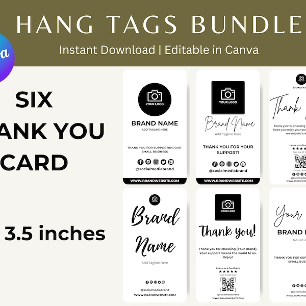 Hang Tag Bundle: Printable Digital Collection for Product Branding Editable Template Card Label Custom Product Label Tag