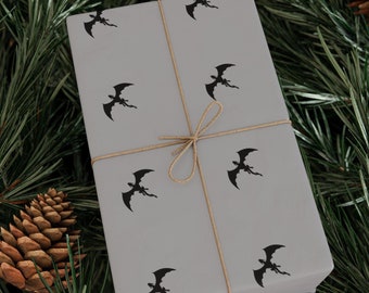 Dragon Silhouette Wrapping Paper, Stylish Gift Wrap for Halloween, Gothic-Themed Occasions, Dragon Decor, Unique Birthday Present Wrap
