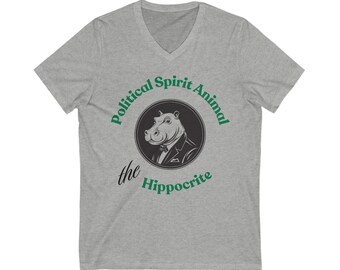 Funny Political Spirit Animal V-Neck Tee, Gift for Activists, Election Day Shirt, Unisex Humor Tee, Casual Wear, Animal Lover Apparel