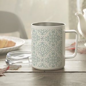 Bird Toile, Toile Mug, Bougie toile mug, toile coffee cup, bird toile cup, Insulated Coffee Mug, 10oz , bird lover mug, toile mug