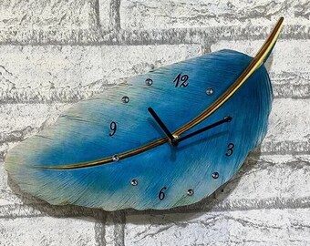 Luxury Wall Clock Wood Leaf Shaped Feather Mute Creative Fashion Living Room Clock Wall Clock Modern Clock Home Decor