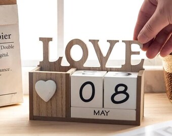 LOVE TODAY HOME Wooden Calendar Permanent Use Desk Decor Decorative Crafts Handmade craft Home Decor