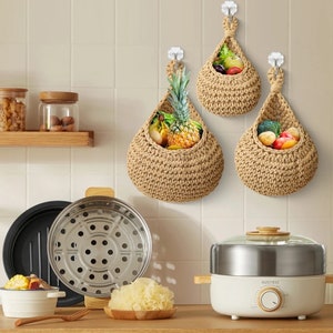 Handwoven Hanging Vegetable Fruit Basket image 3