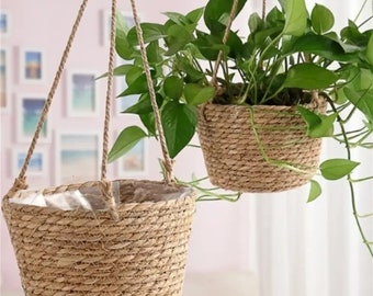 Jardinière suspendue en macramé, panier de rangement pour plantes, corde de jute tissée, intérieur, extérieur, support pour pot de fleurs, suspension pour plantes, décoration d'intérieur