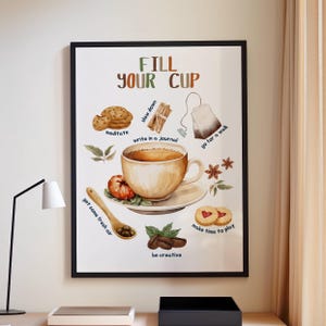 Llena tu taza, Decoración de la oficina de terapia, Consejero escolar, Póster de salud mental, Póster de terapeuta, TCC, TCD