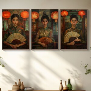 Chinese & Japanese Wall Art Bundle | Ai Digital Download Set | Elegant Home Decor Prints | Asian Wall Art Set of 3 Prints