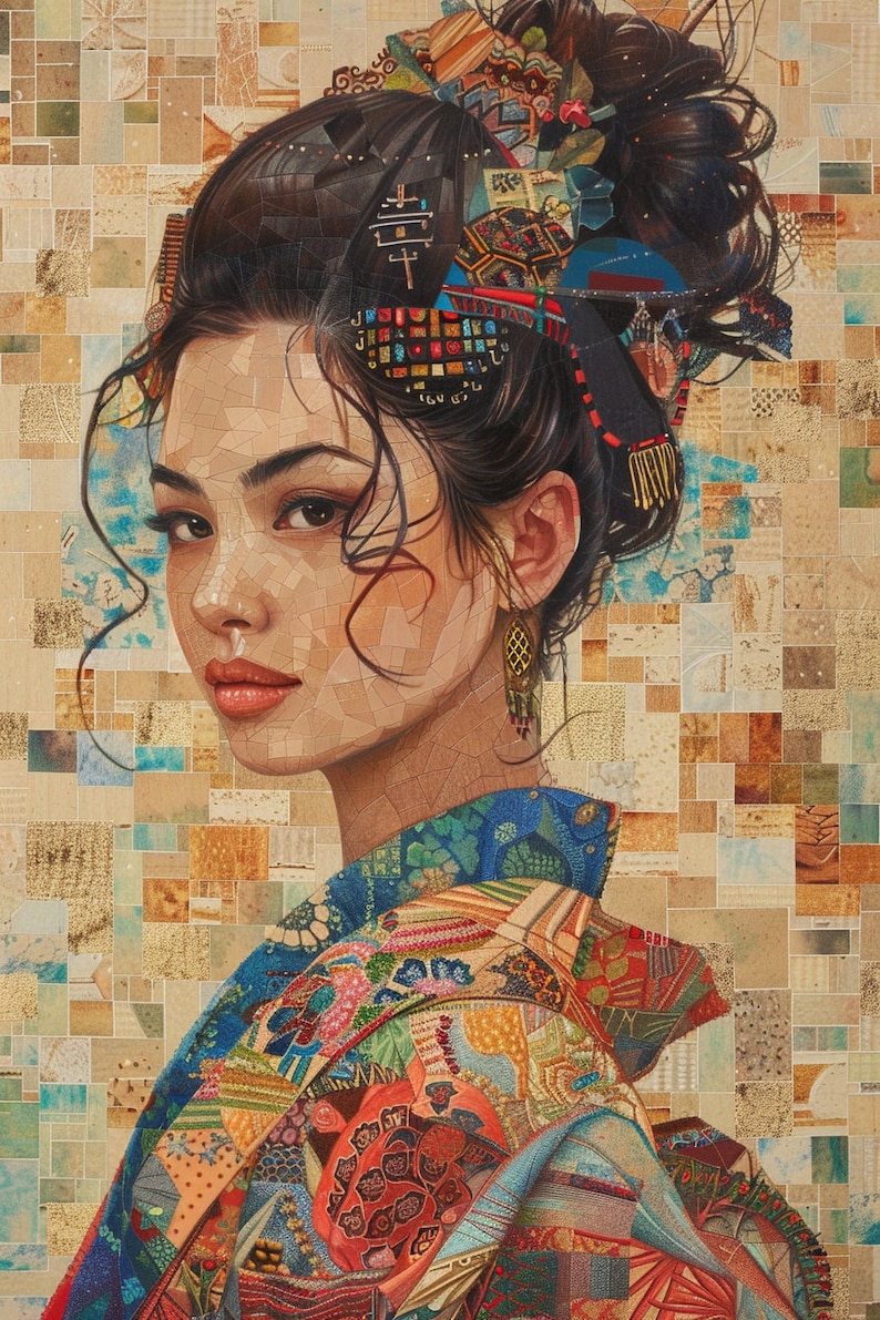 Japanese Girl Painting Set of 3 Printable Art Bundle Digital Download ...