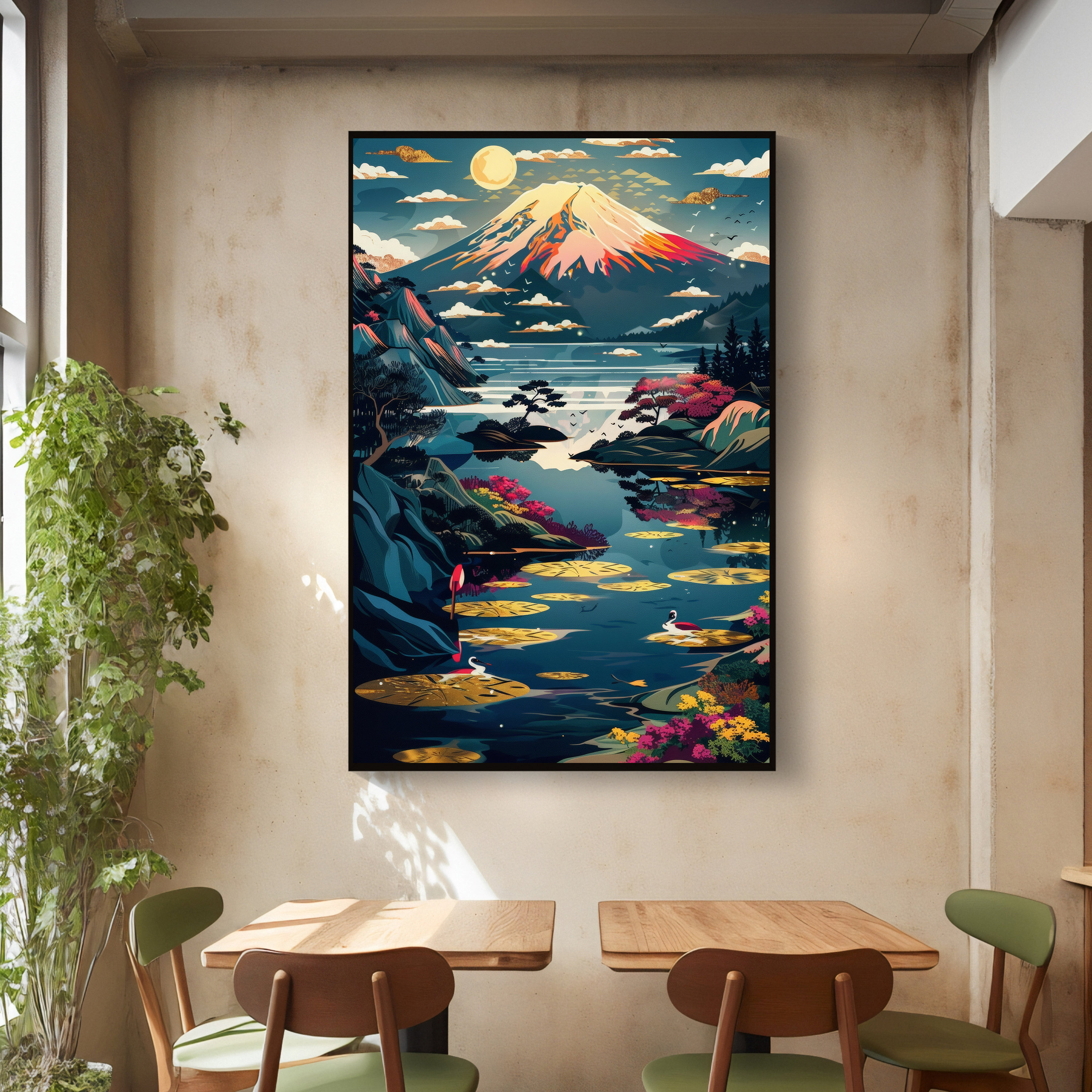 Japanese Fuji Mountain Landscape Art Print | Tranquil Scenery (digital ...