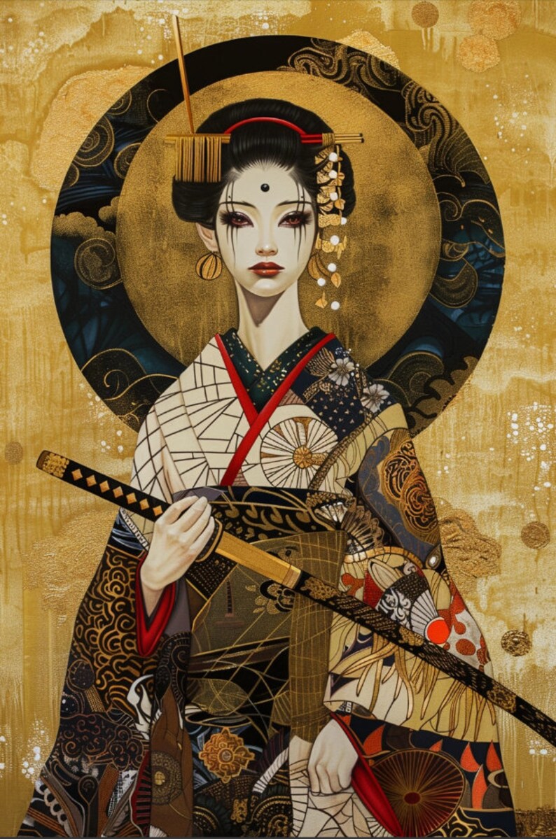 Japanese Geisha Art Print | Samurai Warrior Painting (digital Print) - Etsy