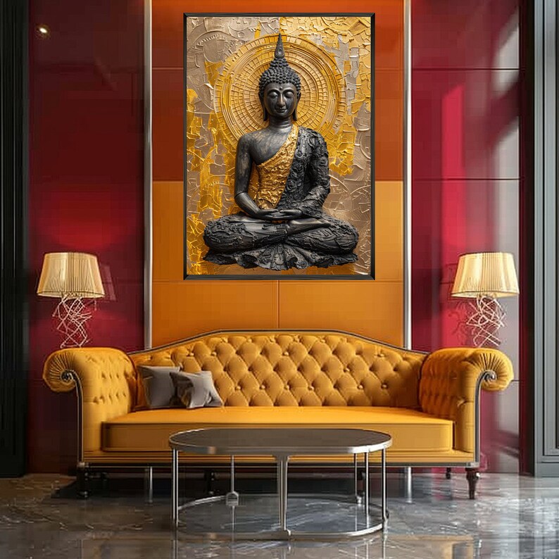 Thai Buddha Artwork in Gold and Black - Digital Print Decor 500 DPI - Etsy